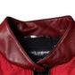 Dolce & Gabbana Red Quilted Bomber Gold Crown Logo Jacket