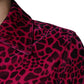 Dolce & Gabbana Fuchsia Leopard Button Down Collared Jacket