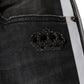 Dolce & Gabbana Black Tattered Cotton Skinny Men Denim Jeans