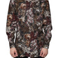 Dolce & Gabbana Multicolor Floral Cotton Men Dress GOLD Shirt