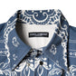 Dolce & Gabbana Blue White Bandana Print Cotton Casual Shirt