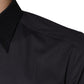 Dolce & Gabbana Black Cotton Stretch Dress GOLD Formal Shirt