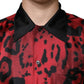 Dolce & Gabbana Red Leopard Silk Button Down Casual Shirt