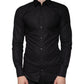 Dolce & Gabbana Black Cotton Stretch Dress GOLD Formal Shirt