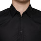 Dolce & Gabbana Black Cotton Stretch Dress GOLD Formal Shirt