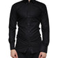 Dolce & Gabbana Black Cotton Stretch Dress GOLD Formal Shirt