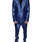 Dolce & Gabbana Metallic Blue Stripes Formal 3 Piece Suit