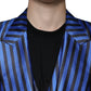 Dolce & Gabbana Metallic Blue Stripes Formal 3 Piece Suit