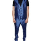 Dolce & Gabbana Metallic Blue Stripes Formal 3 Piece Suit