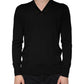 Dolce & Gabbana Black Embellished V-neck Pullover Sweater