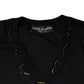 Dolce & Gabbana Black Embellished V-neck Pullover Sweater