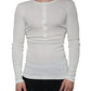 Dolce & Gabbana White Cotton Henley Crew Neck Pullover Sweater