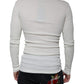 Dolce & Gabbana White Cotton Henley Crew Neck Pullover Sweater