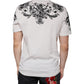 Dolce & Gabbana White DG Crown Floral Crew Neck Cotton T-shirt