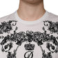 Dolce & Gabbana White DG Crown Floral Crew Neck Cotton T-shirt