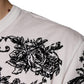 Dolce & Gabbana White DG Crown Floral Crew Neck Cotton T-shirt