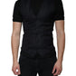 Dolce & Gabbana Black Leather Waistcoat Dress Formal Vest