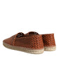 Dolce & Gabbana Maroon Woven Leather Men Espadrille Shoes