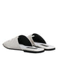 Dolce & Gabbana White DG Cut Out Leather Slides Sandals Shoes