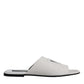 Dolce & Gabbana White DG Cut Out Leather Slides Sandals Shoes