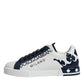 Dolce & Gabbana White Blue Leather Crown Milano Sneakers Shoes