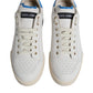 Dolce & Gabbana White Blue Perforated Low Top Sneakers Shoes