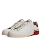 Dolce & Gabbana White Red Perforated Low Top Sneakers Shoes