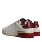 Dolce & Gabbana White Red Perforated Low Top Sneakers Shoes