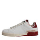 Dolce & Gabbana White Red Perforated Low Top Sneakers Shoes