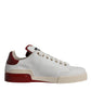 Dolce & Gabbana White Red Perforated Low Top Sneakers Shoes