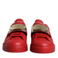 Dolce & Gabbana Red Leather Low Top Portofino Sneakers Shoes