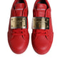 Dolce & Gabbana Red Leather Low Top Portofino Sneakers Shoes