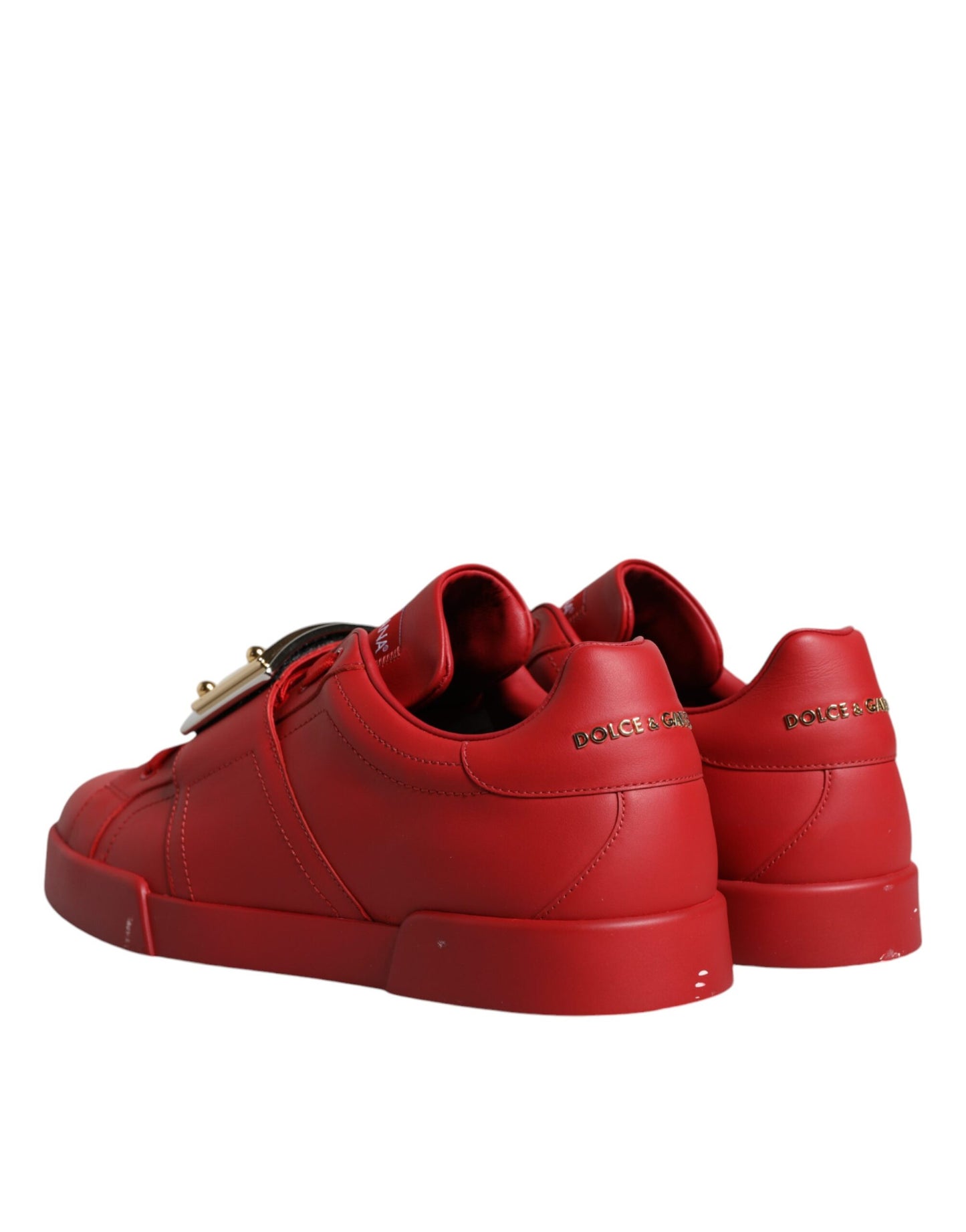 Dolce & Gabbana Red Leather Low Top Portofino Sneakers Shoes