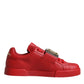 Dolce & Gabbana Red Leather Low Top Portofino Sneakers Shoes