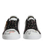 Dolce & Gabbana White Leather Crown Embellished Sneaker Shoes