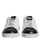 Dolce & Gabbana White Leather Logo Portofino Sneaker Shoes