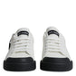 Dolce & Gabbana White Black Leather Logo Portofino Sneaker Shoes