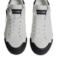 Dolce & Gabbana White Black Leather Logo Portofino Sneaker Shoes