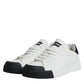 Dolce & Gabbana White Black Leather Logo Portofino Sneaker Shoes