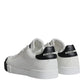 Dolce & Gabbana White Black Leather Logo Portofino Sneaker Shoes