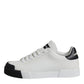 Dolce & Gabbana White Black Leather Logo Portofino Sneaker Shoes