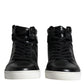 Dolce & Gabbana Black Leather High Top Men Sneakers Shoes