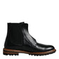 Dolce & Gabbana Black Leather Chelsea Mid Calf Men Boots Shoes