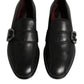 Dolce & Gabbana Black Leather Logo Slip On Men Loafers Shoes