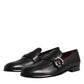 Dolce & Gabbana Black Leather Logo Slip On Men Loafers Shoes