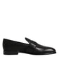 Dolce & Gabbana Black Leather Logo Slip On Men Loafers Shoes