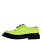 Dolce & Gabbana Neon Green Leather Lace Up Derby Dress Shoes