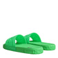 Dolce & Gabbana Green Leather Slides Sandals Beachwear Shoes