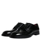 Dolce & Gabbana Black Leather Lace Up Men Derby Formal Shoes