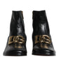 Dolce & Gabbana Black Nappa Leather Logo Ankle Boots Shoes